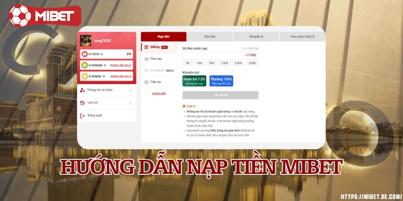 Nạp tiền an toàn, hỗ trợ đa dạng phương thức từ ngân hàng đến ví điện tử